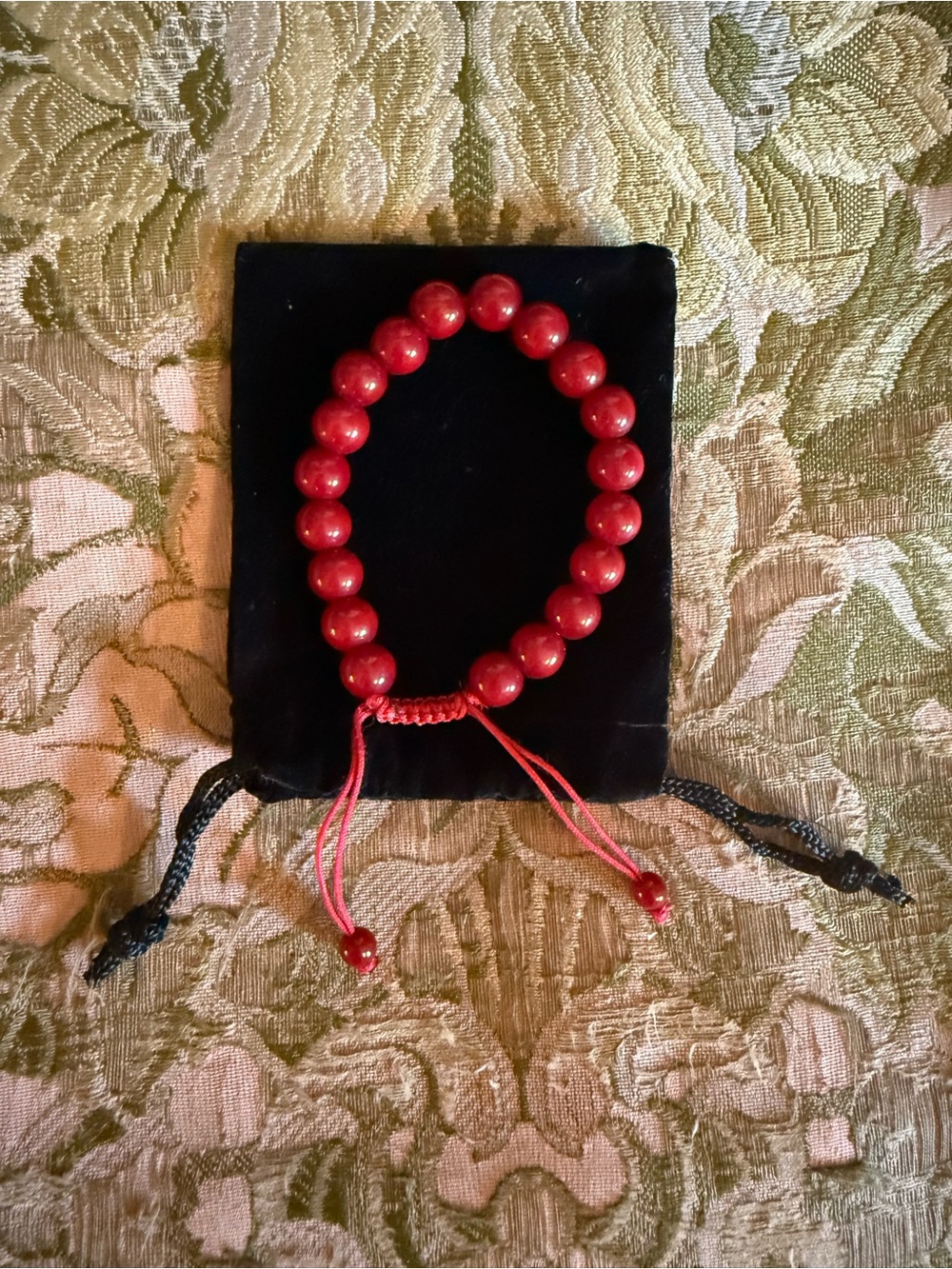 Red Adjustable Bead Bracelet